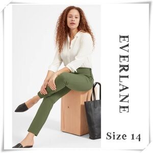 EVERLANE Everlane The Side-Zip Stretch Cotton Ankle legs Pant In Green